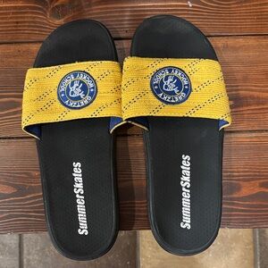 Yellow and Black Men's Slides